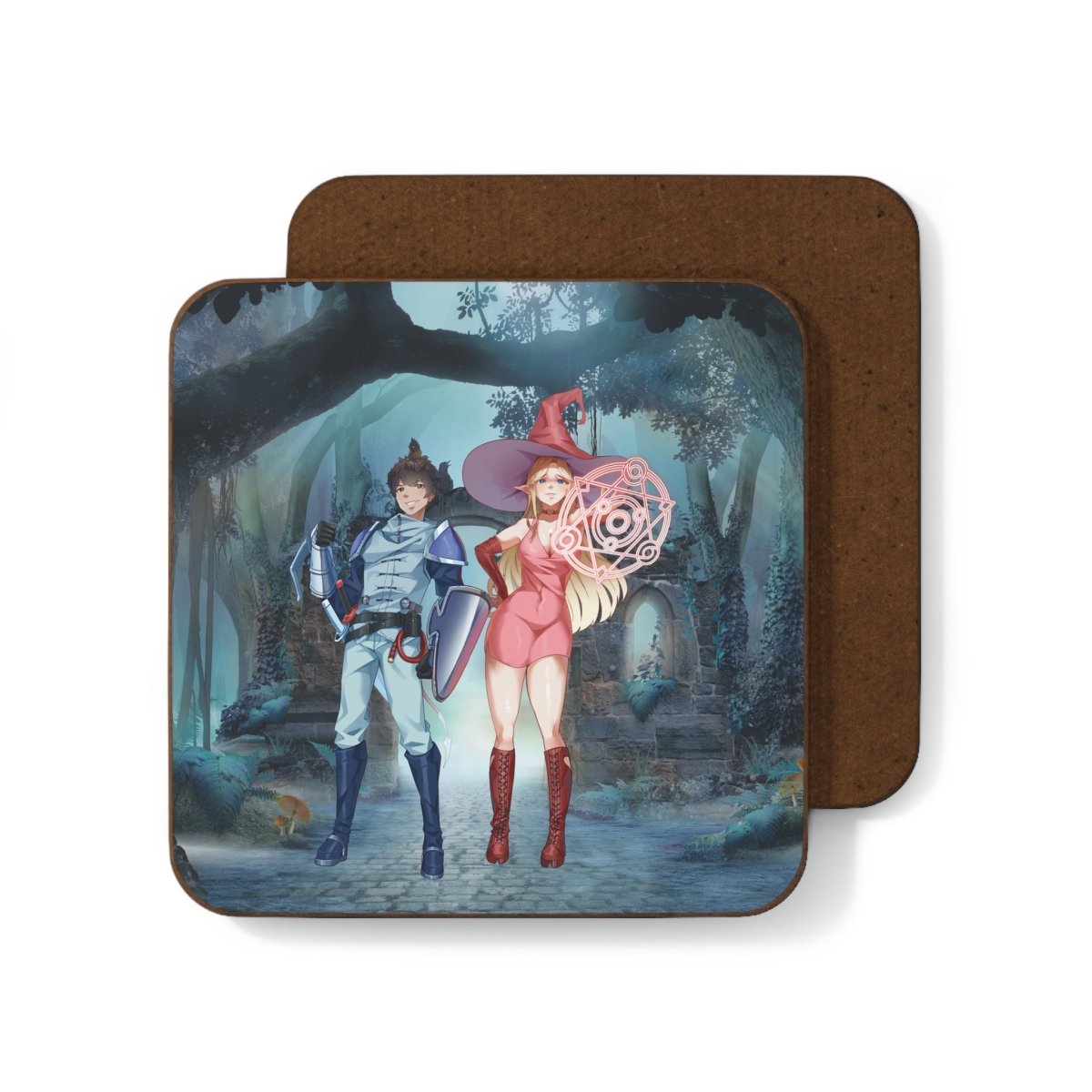Fantasy Adventure Hardboard Coaster - Roo and Peaches from Double Deal - Swordpulp Studios - Home Decor