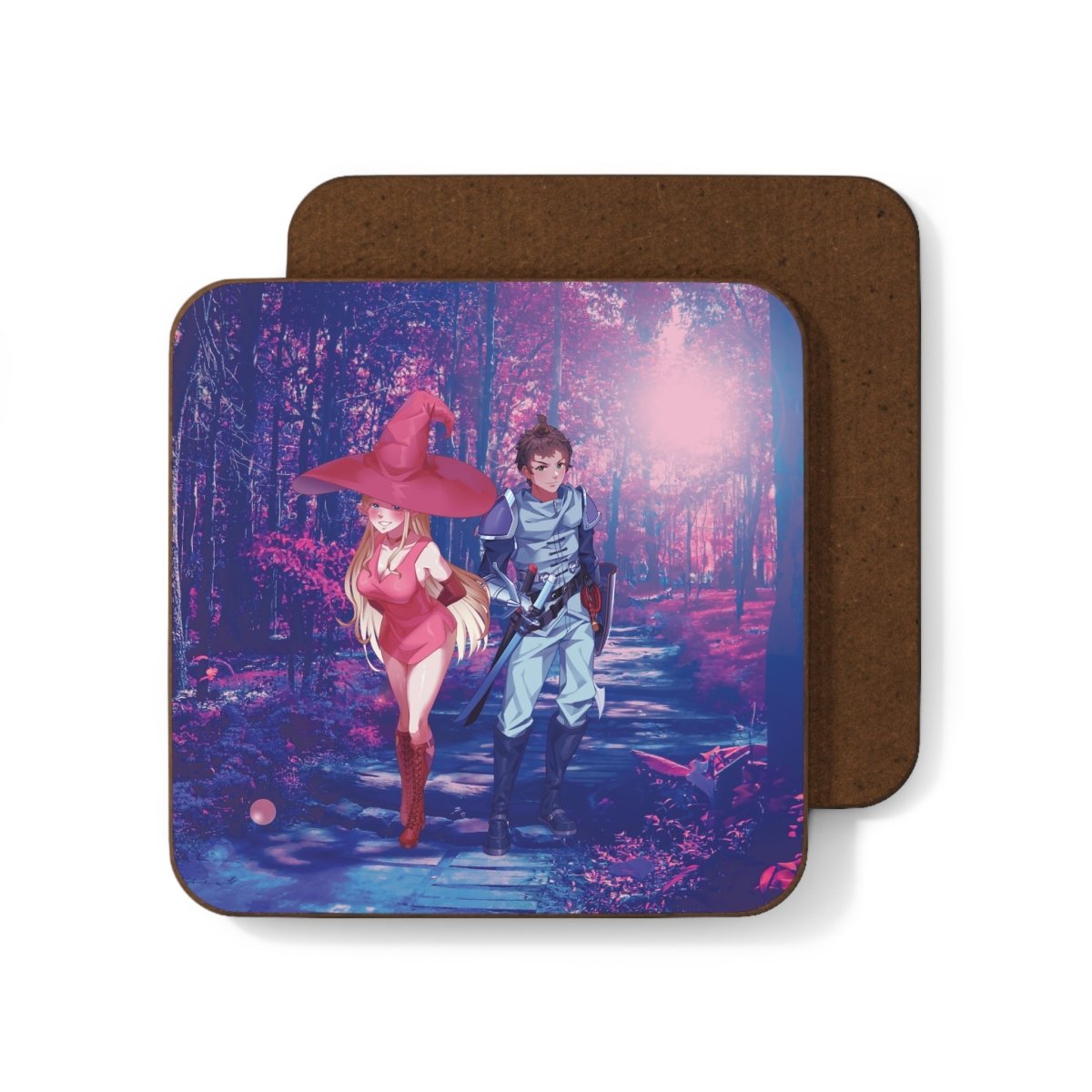 Fantasy Adventure Hardboard Coaster - Roo and Peaches from Festival of War - Swordpulp Studios - Home Decor