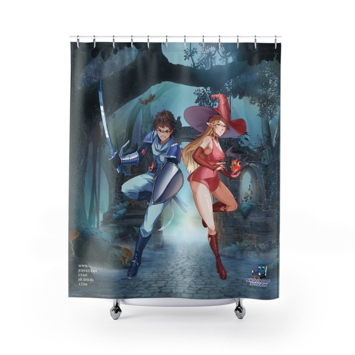 Fantasy - Themed Shower Curtain with Enchanted Warrior Design - Jonathan Evan Hudson - Home Decor
